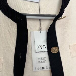 Zara Elegant Black and Cream Cardigan